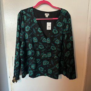J Crew Floral Silky Blouse